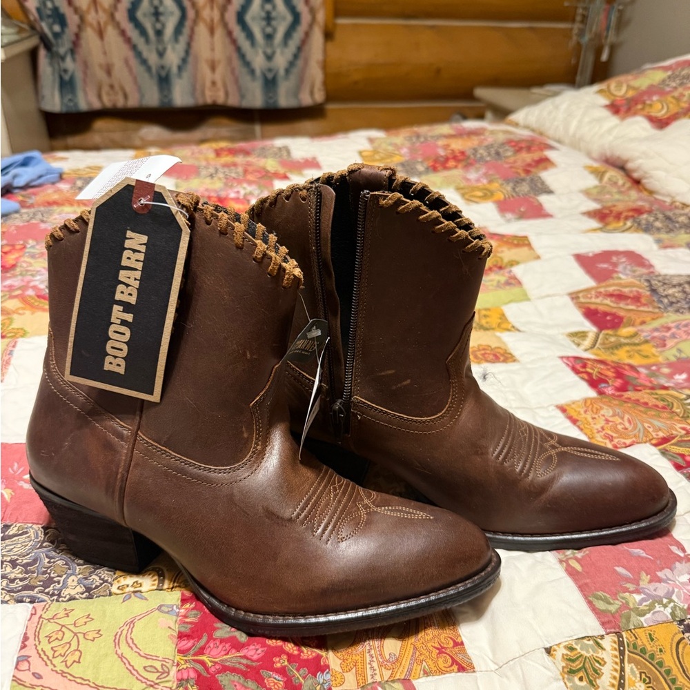 Women’s Brown Leather Western Ankle Boots